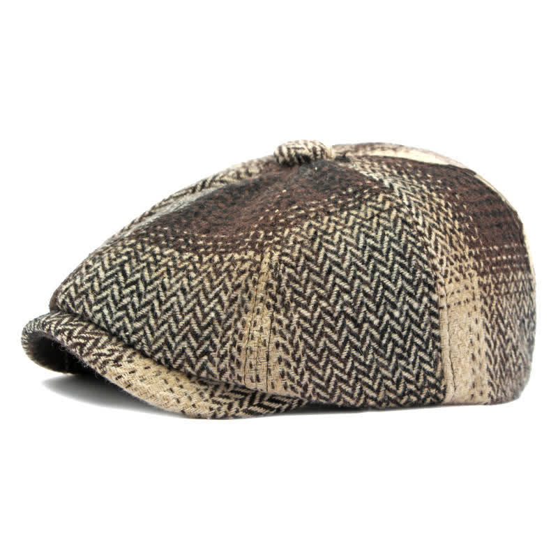 Béret gavroche à chevrons rayé de style britannique - Café - Réglable (21 5/8"-23 1/4") - image 16