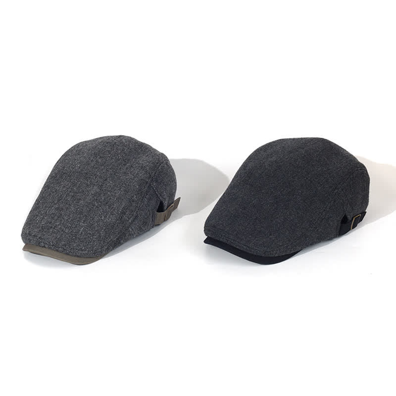 Béret plat épais et chaud en laine à chevrons pour l'hiver