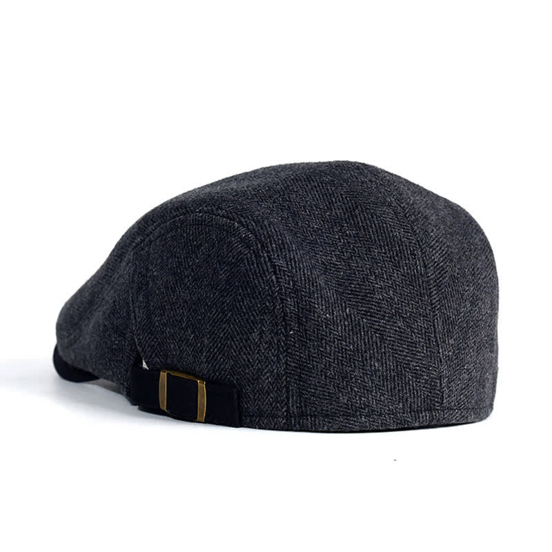 Béret plat épais et chaud en laine à chevrons pour l'hiver