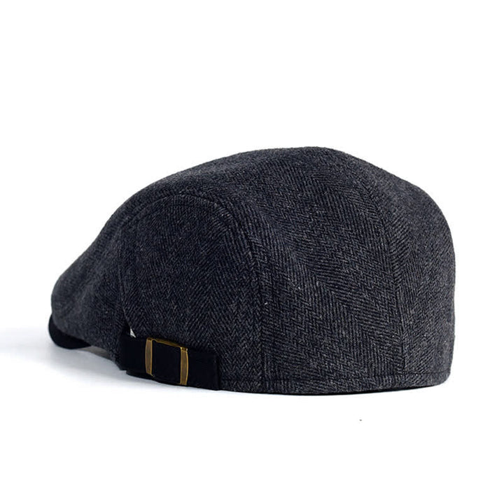 Béret plat épais et chaud en laine à chevrons pour l'hiver