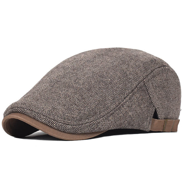 Béret plat épais et chaud en laine à chevrons pour l'hiver