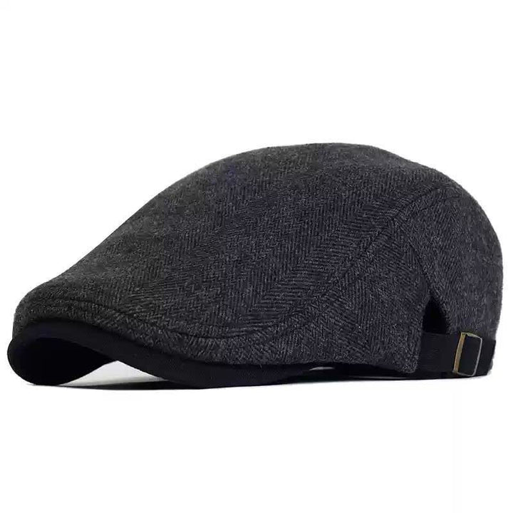 Béret plat épais et chaud en laine à chevrons pour l'hiver