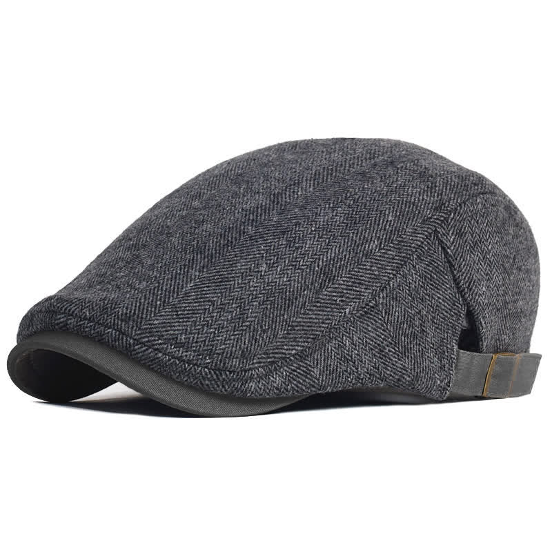 Béret plat épais et chaud en laine à chevrons pour l'hiver