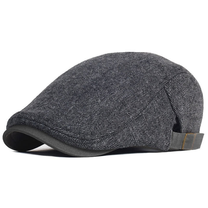 Béret plat épais et chaud en laine à chevrons pour l'hiver