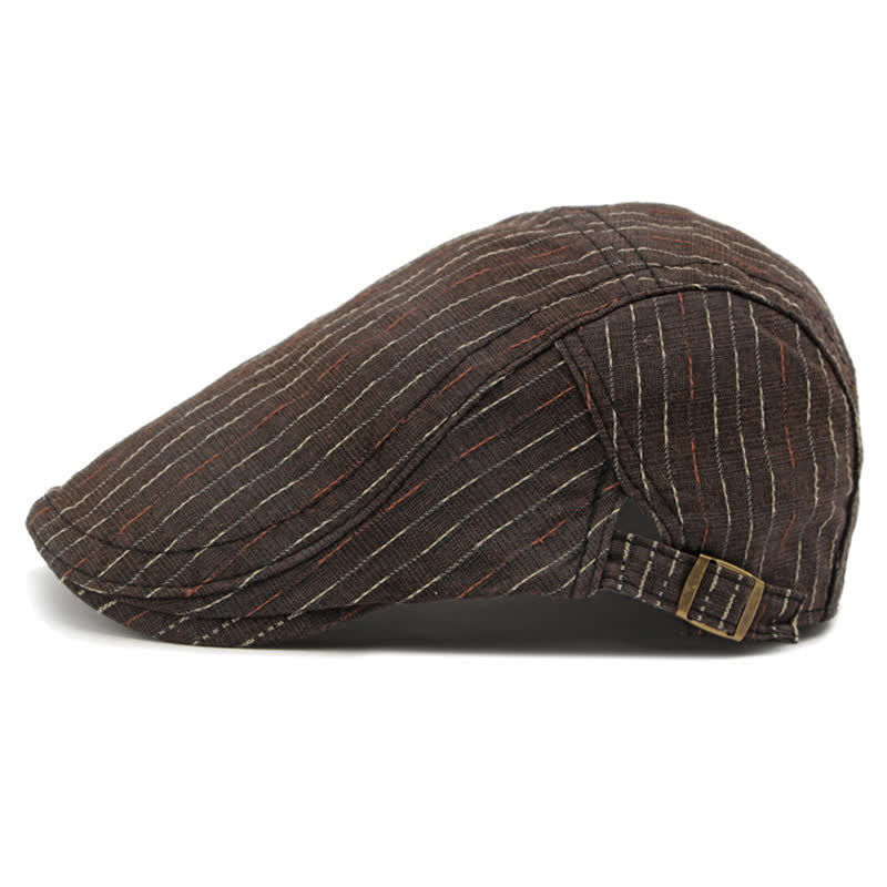 Béret plat classique à rayures et à visière décontractée
