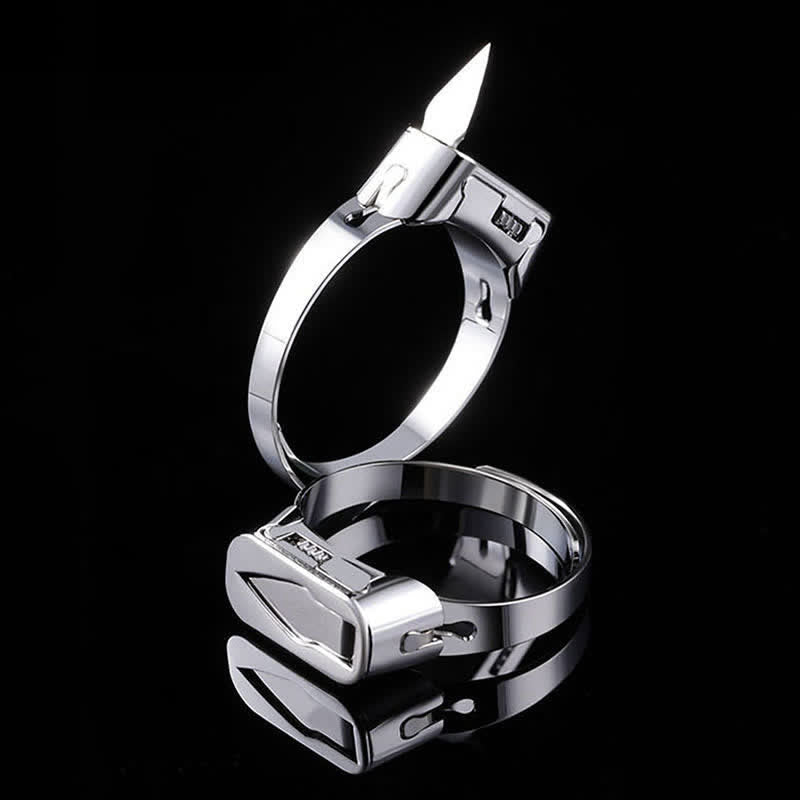 Anneau réglable d'ouverture de couteau caché multifonctionnel - Argent - image 0
