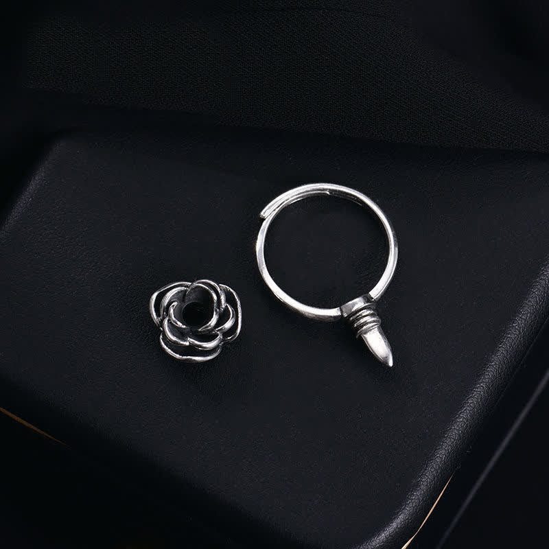 Bague d'autodéfense réglable et détachable en forme de fleur de rose torsadée - image 0