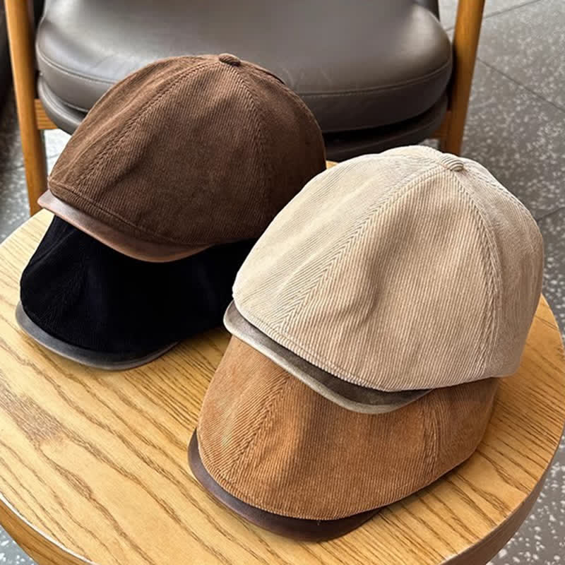 Béret rétro en velours tricoté pour automne et hiver