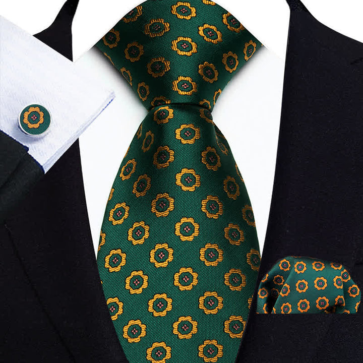 Ensemble de 3 cravates à pois et petites fleurs pour hommes