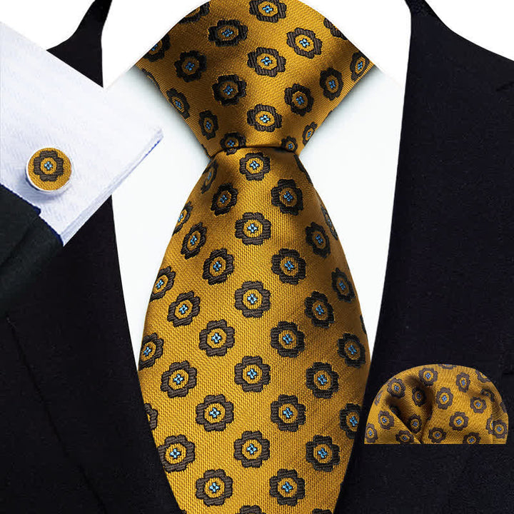 Ensemble de 3 cravates à pois et petites fleurs pour hommes
