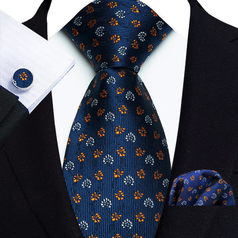 Ensemble de 3 cravates à petits pois floraux abstraits pour hommes