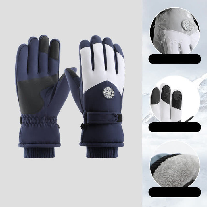 Gants imperméables doublés en polaire pour ski en plein air - Marine - image 9