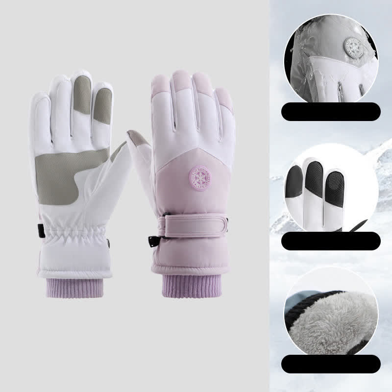 Gants imperméables doublés en polaire pour ski en plein air - Violet - image 12