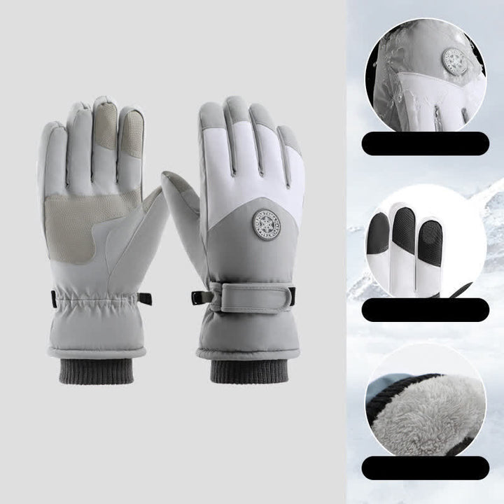 Gants imperméables doublés en polaire pour ski en plein air - Gris - image 10