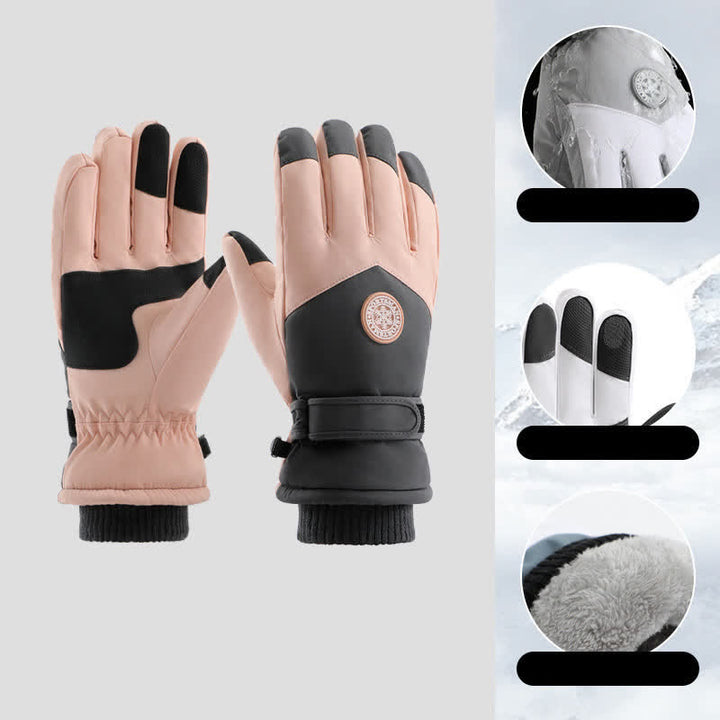 Gants imperméables doublés en polaire pour ski en plein air - Rose - image 11
