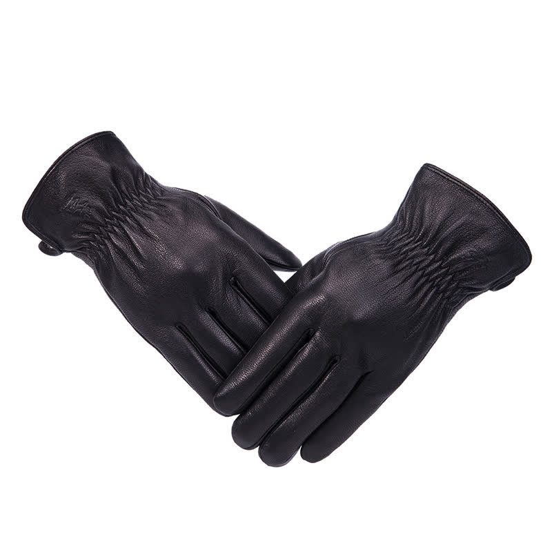 Gants en cuir antidérapants et chauds avec doublure en peluche