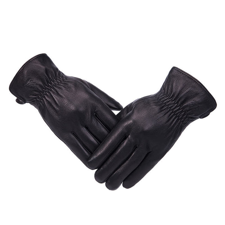 Gants en cuir antidérapants et chauds avec doublure en peluche