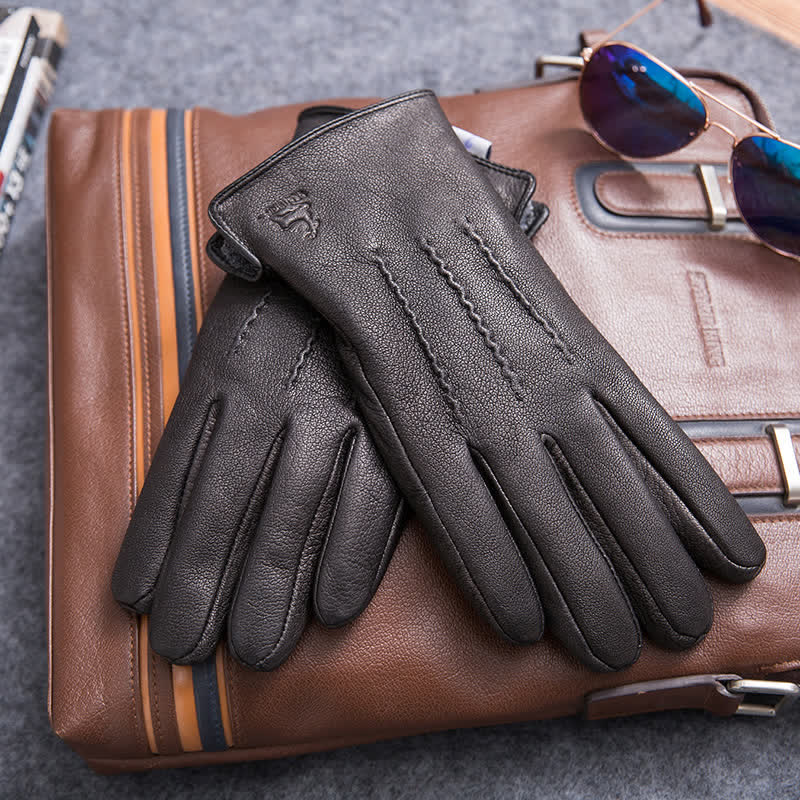 Gants en cuir antidérapants et chauds avec doublure en peluche