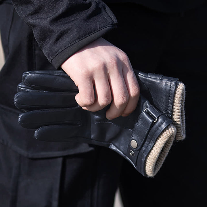 Gants d'hiver en peau de mouton à la mode en velours épais