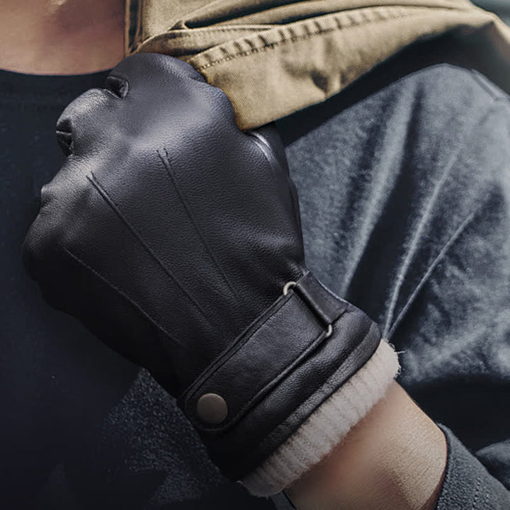 Gants d'hiver en peau de mouton à la mode en velours épais