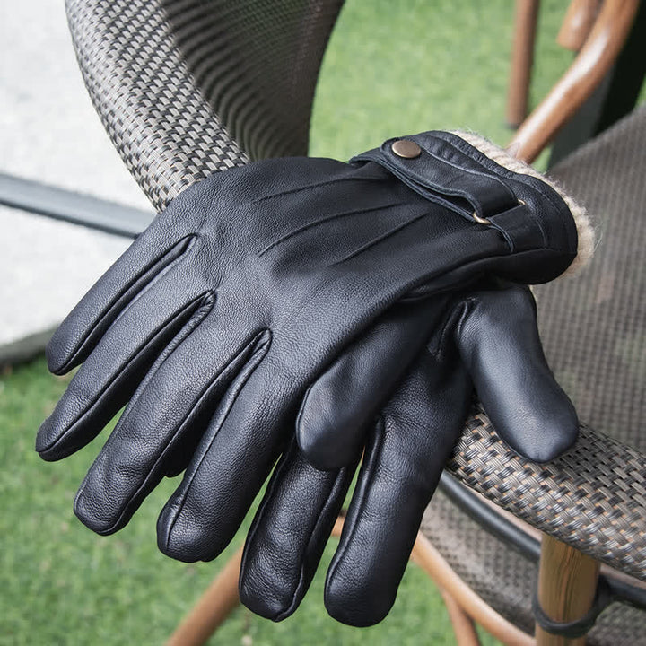 Gants d'hiver en peau de mouton à la mode en velours épais