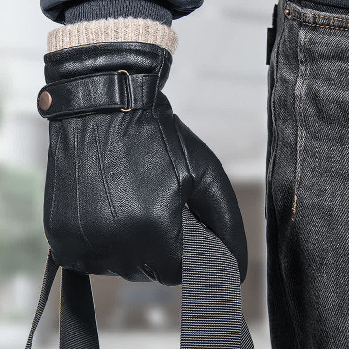 Gants d'hiver en peau de mouton à la mode en velours épais