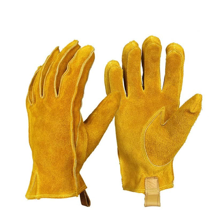 Gants de travail isolés pour le jardinage en cuir de vachette jaune