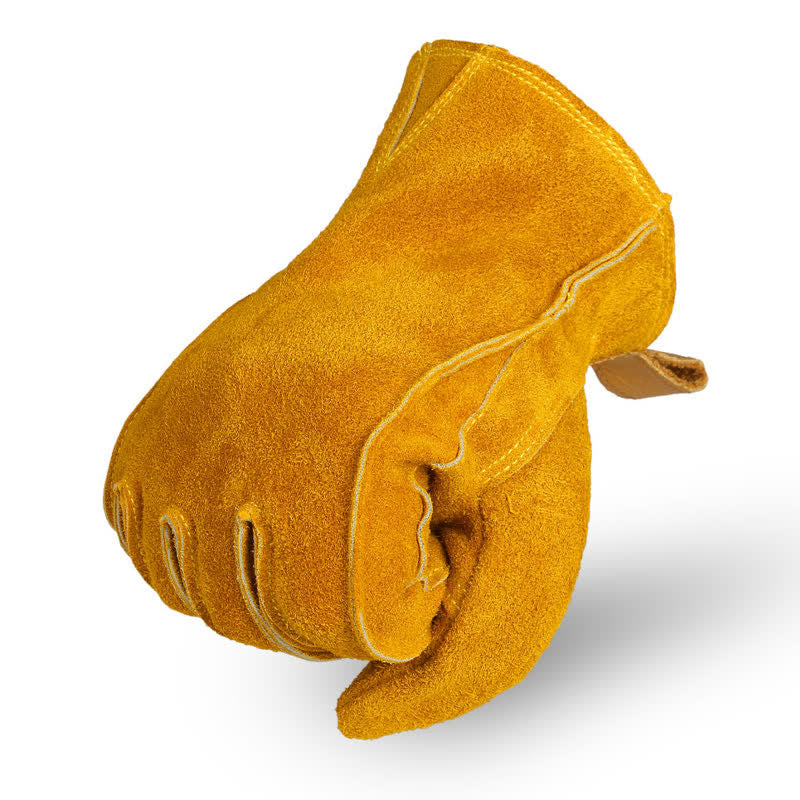 Gants de travail isolés pour le jardinage en cuir de vachette jaune