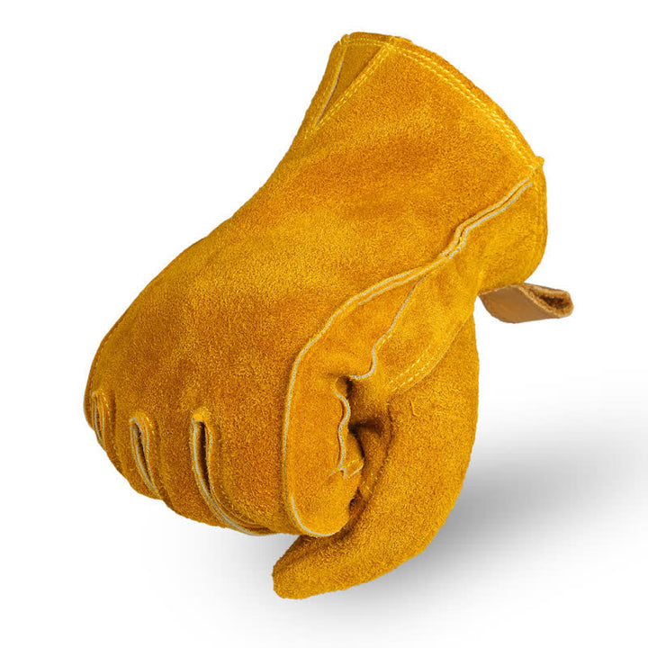 Gants de travail isolés pour le jardinage en cuir de vachette jaune