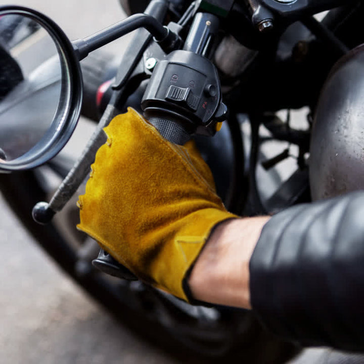 Gants de travail isolés pour le jardinage en cuir de vachette jaune