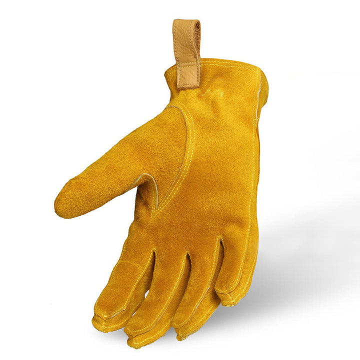 Gants de travail isolés pour le jardinage en cuir de vachette jaune