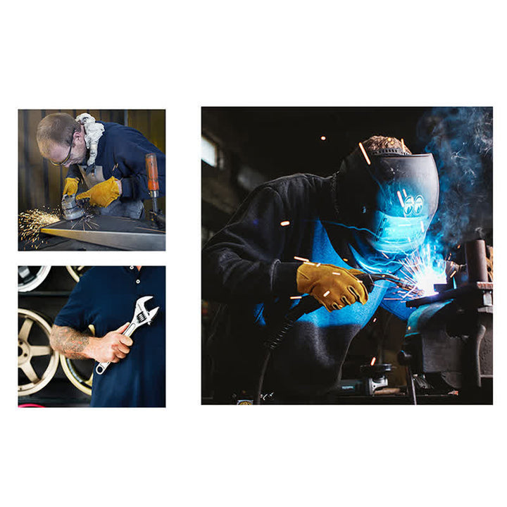 Gants de travail isolés pour le jardinage en cuir de vachette jaune