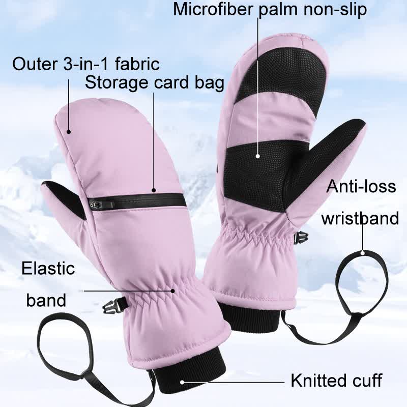 Gants de ski rembourrés d'hiver avec poche zippée