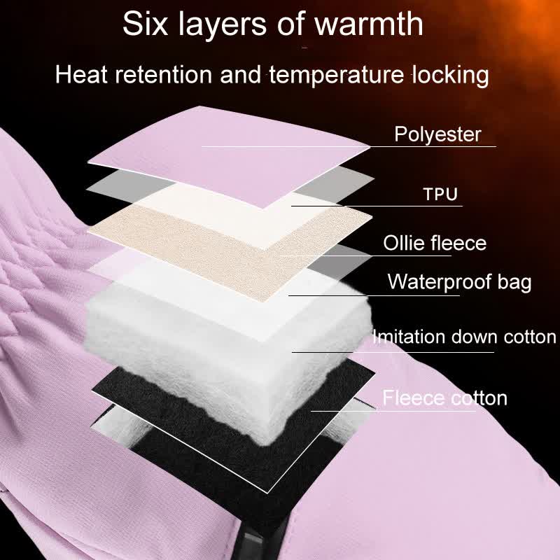 Gants de ski rembourrés d'hiver avec poche zippée