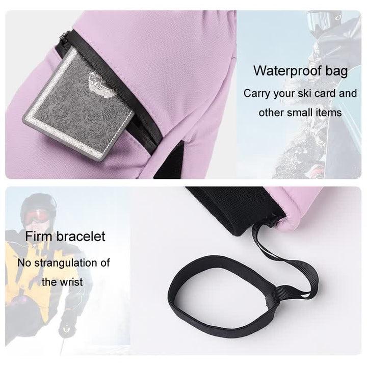 Gants de ski rembourrés d'hiver avec poche zippée