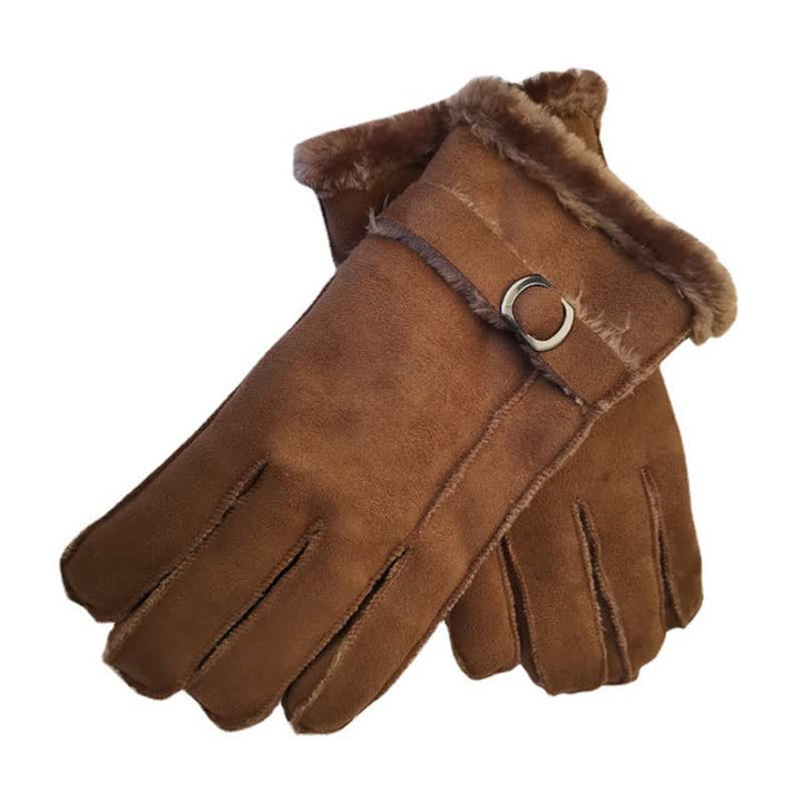Gants habillés en similicuir et imitation laine