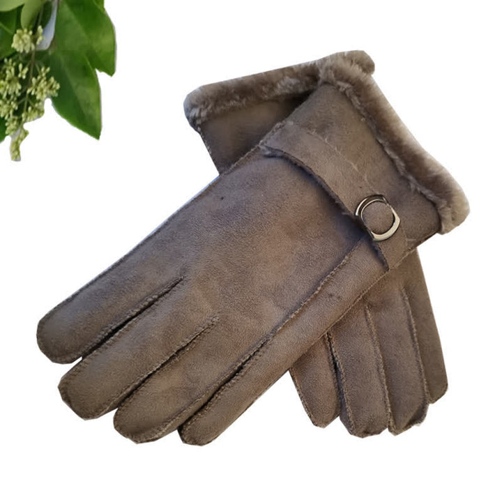 Gants habillés en similicuir et imitation laine