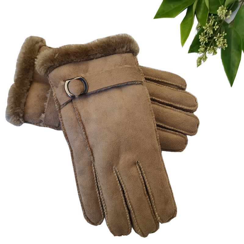 Gants habillés en similicuir et imitation laine