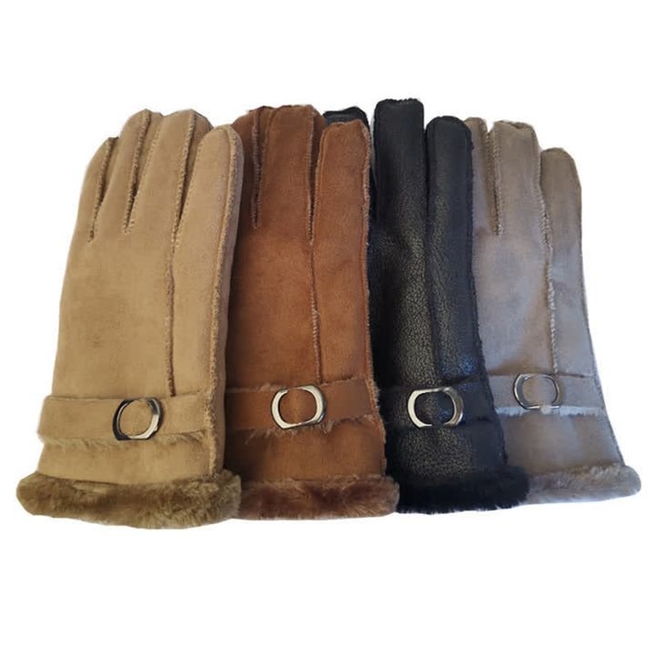 Gants habillés en similicuir et imitation laine