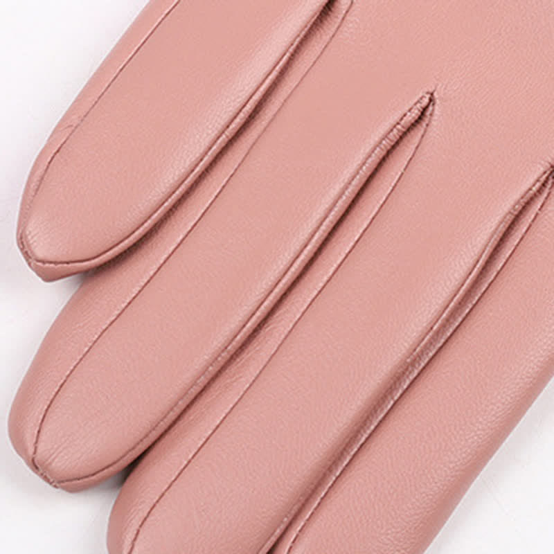 Gants d'hiver en cuir velours et perles pour femmes