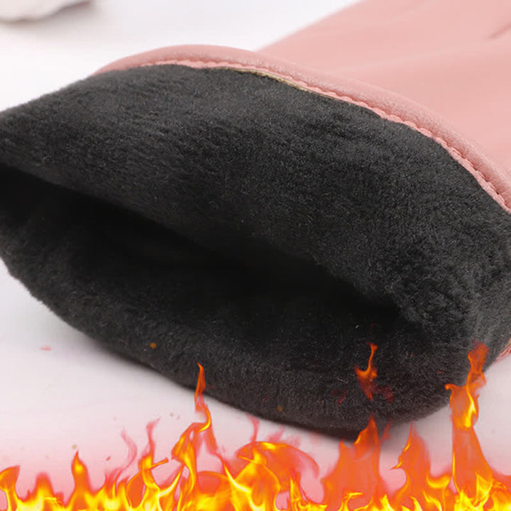 Gants d'hiver en cuir velours et perles pour femmes
