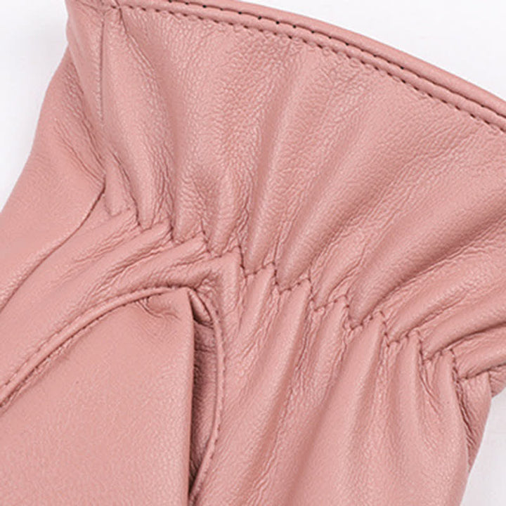 Gants d'hiver en cuir velours et perles pour femmes