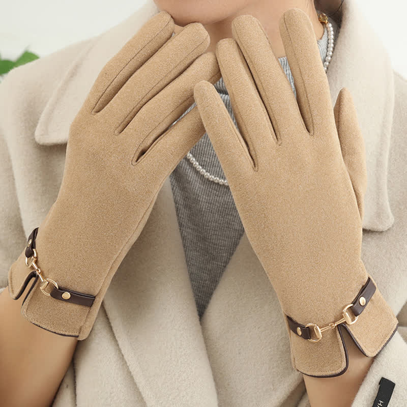 Gants épais en velours pelucheux chaîne avec pour femmes