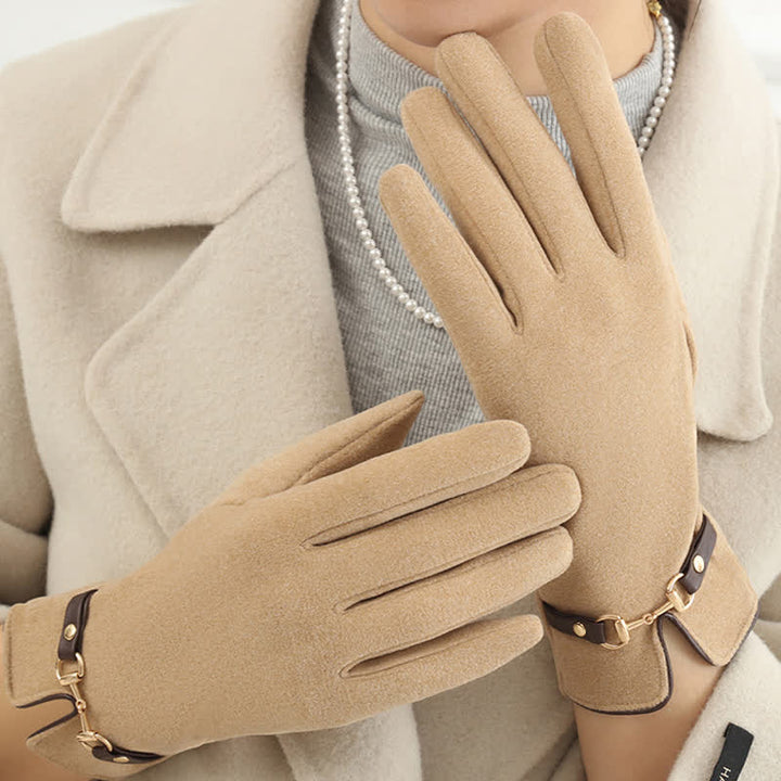 Gants épais en velours pelucheux chaîne avec pour femmes