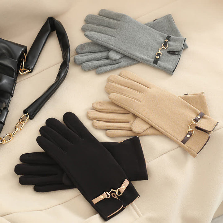 Gants épais en velours pelucheux chaîne avec pour femmes