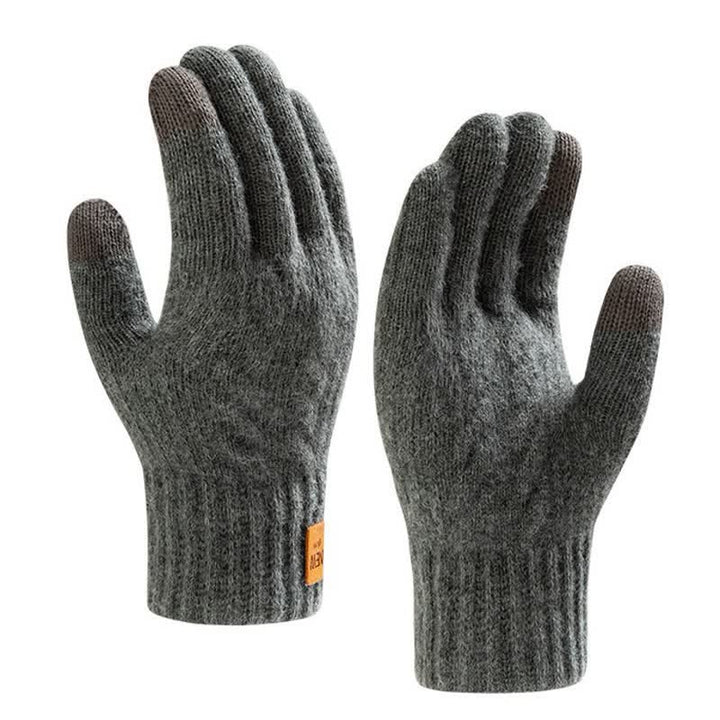 Gants tricotés en fourrure d'alpaga douce et chaude de couleur unie