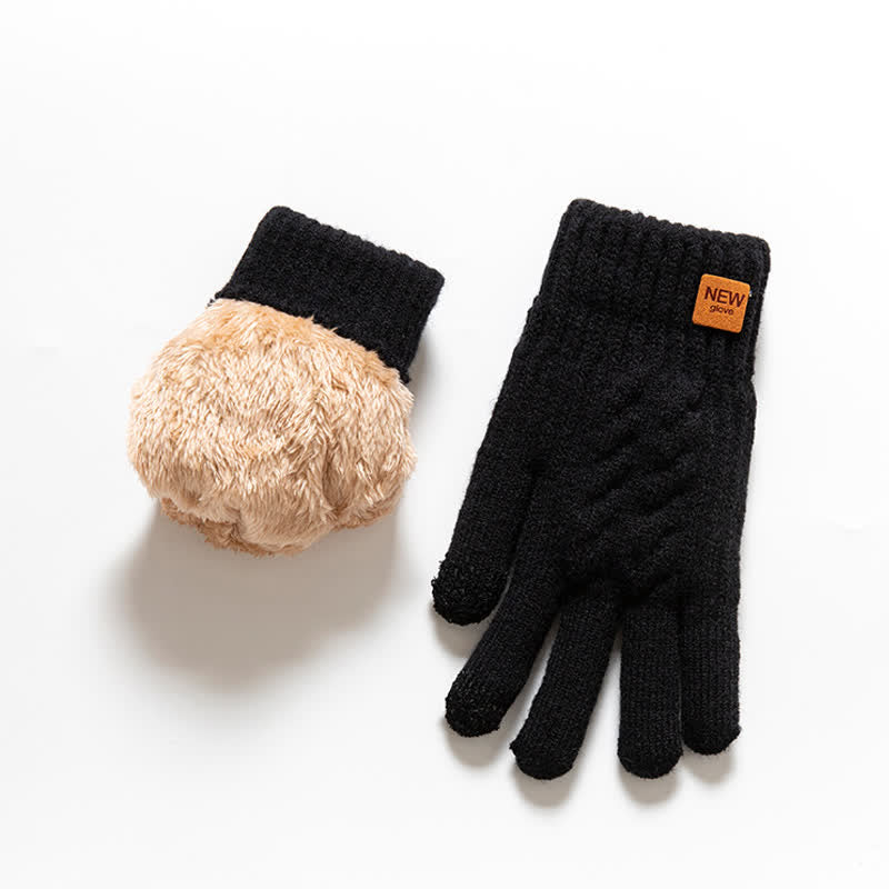 Gants tricotés en fourrure d'alpaga douce et chaude de couleur unie