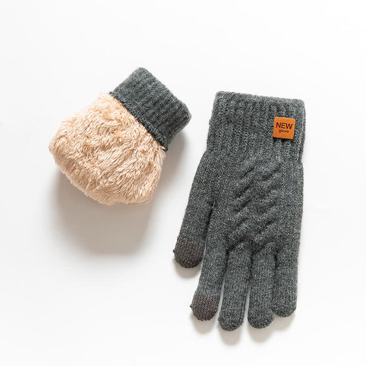 Gants tricotés en fourrure d'alpaga douce et chaude de couleur unie
