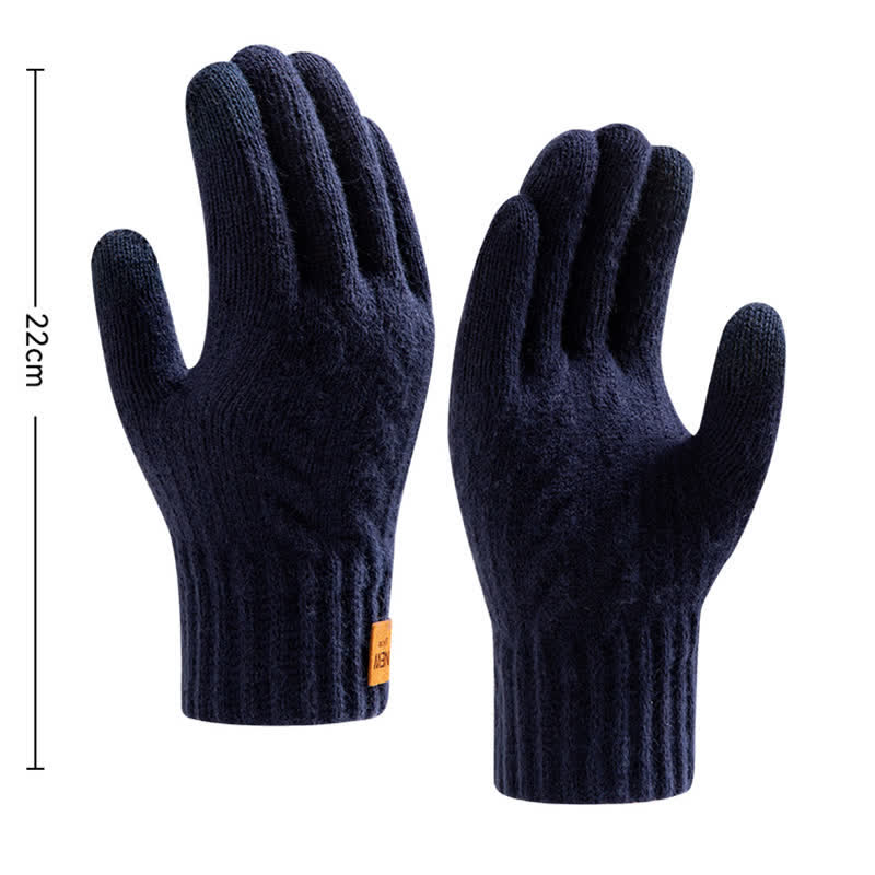 Gants tricotés en fourrure d'alpaga douce et chaude de couleur unie