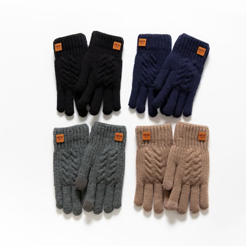 Gants tricotés en fourrure d'alpaga douce et chaude de couleur unie